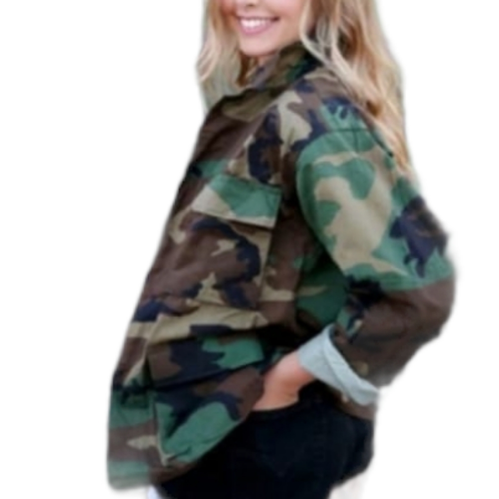 Firegypsy vintage Camo jacket 90S  Military Army Button Down Women's SZ Large